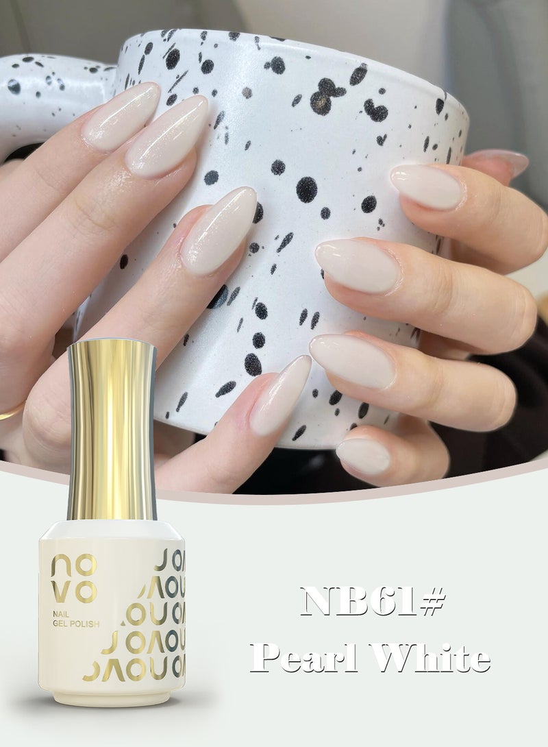 Novo Rubber Base Gel, 2 in 1 Gel Nail Polish Soak Off UV LED Nail Lamp, Nail Art Design for Women 12ml NB61# Pearl White - Image 2
