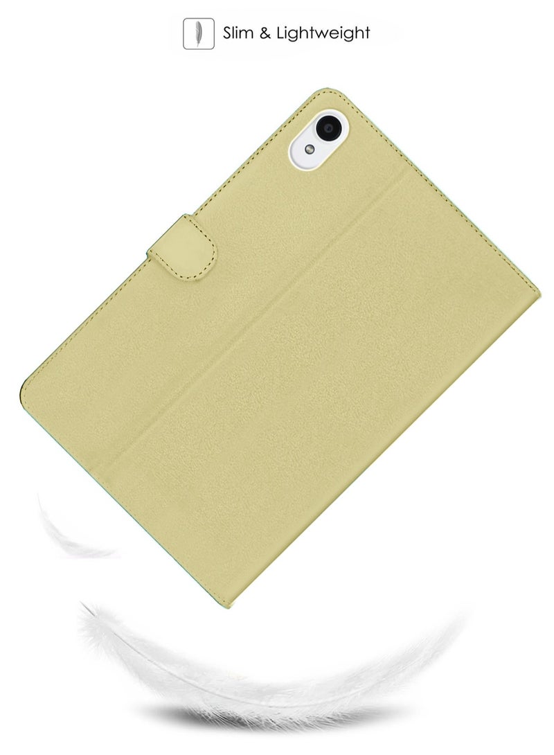 OMAKER PU Leather Magnetic Closure Flip Case Cover For Lenovo Tab P11 / P11 Plus 4G 2021 Gold - Image 3