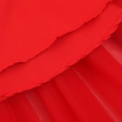 Noomelfish Noomlfish Girls High Low Long Tutu Skirts Kids Tulle Party Maxi Skirt, Red, Size 11-12 Years - Image 2