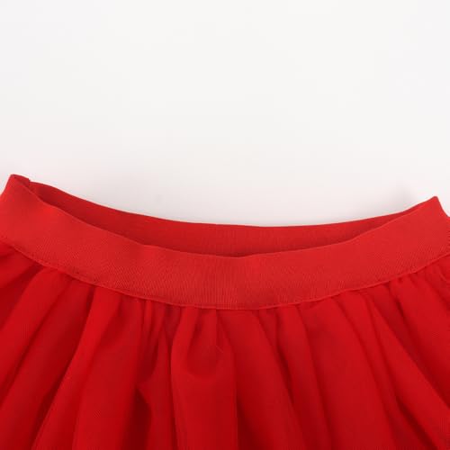 Noomelfish Noomlfish Girls High Low Long Tutu Skirts Kids Tulle Party Maxi Skirt, Red, Size 11-12 Years - Image 5
