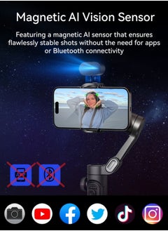 AOCHUAN Smart XE AI Gimbal Stabilizer for iPhone Android with 7.0 Anti-Shake AI Tracking Sensor & Focus Wheel for Video Recording  - Image 2