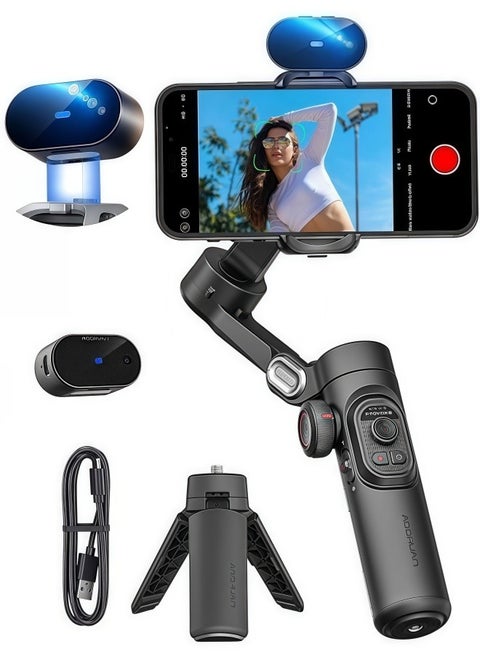 Smart XE AI Gimbal Stabilizer for iPhone Android with 7.0 Anti-Shake AI Tracking Sensor & Focus Wheel for Video Recording
