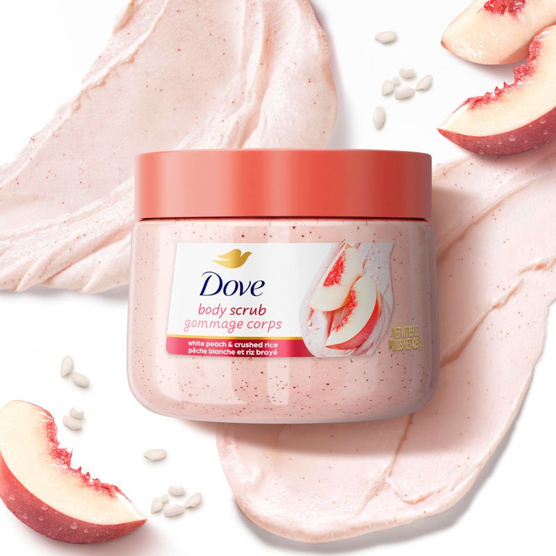 Dove White Peach & Crushed Rice Body Scrub Exfoliates and Deeply Nourishes for Smooth, Radiant Skin 15 oz - Image 5