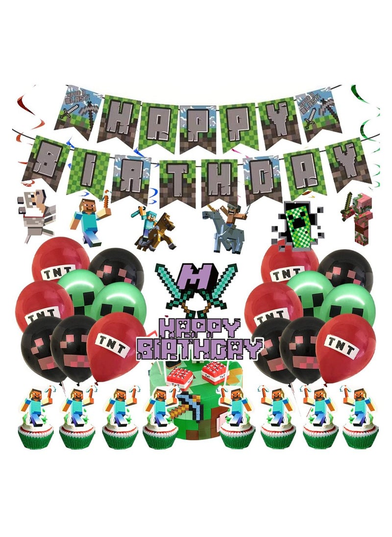 Generic - Minecraft Pixel Style Gamer Birthday Party Decorations Supplies 2 - Image 1