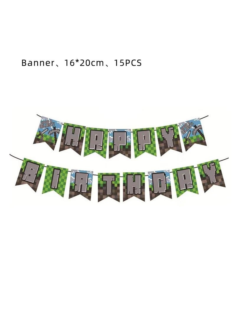 Generic - Minecraft Pixel Style Gamer Birthday Party Decorations Supplies 2 - Image 1