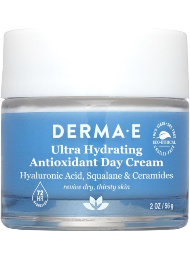 derma-e Derma E Ultra Hydrating Antioxidant Day Cream â€“ Face Moisturizer with Hyaluronic Acid, Squalane, and Ceramides to Smooth and Nourish, Hydrating Face Moisturizer for Sensitive Skin, 2 Fl Oz - Image 1