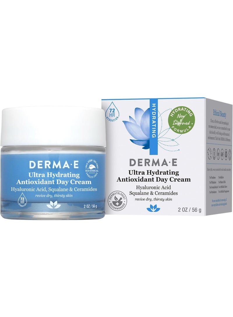 derma-e Derma E Ultra Hydrating Antioxidant Day Cream â€“ Face Moisturizer with Hyaluronic Acid, Squalane, and Ceramides to Smooth and Nourish, Hydrating Face Moisturizer for Sensitive Skin, 2 Fl Oz - Image 2