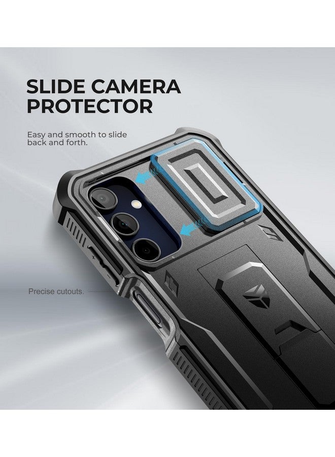 Dexnor Dexnor for Samsung Galaxy A15-5G Phone Case, [2 Front Frame] [Built-in Slide Camera Cover & Kickstand] Heavy Duty Military Grade Protection Shockproof Case with Screen Protector, 6.5 inch Black - Image 2