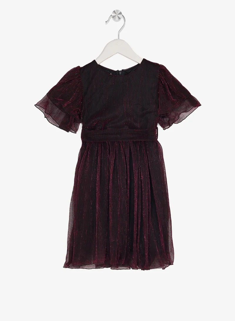 Little Golden Apple Little Metallic Pleated Dress