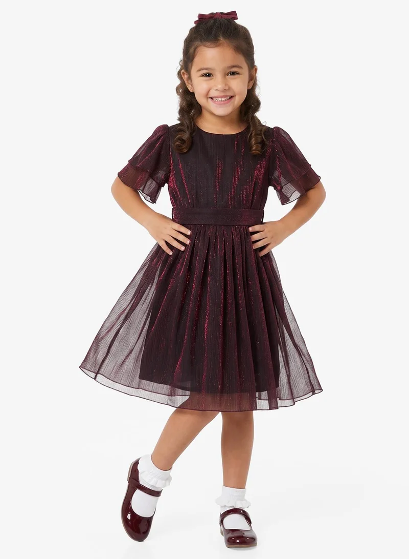 Little Golden Apple Little Metallic Pleated Dress