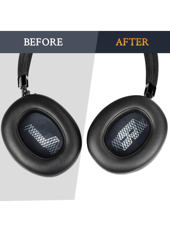 QIRG Replacement Ear Pads for JBL E65BTNC/Live 650BTNC/Live 770NC/Live 660NC/Duet NC Over-Ear Headphones, Earpads Cushions with Softer Leather, Noise Isolation Foam - Black - Image 5