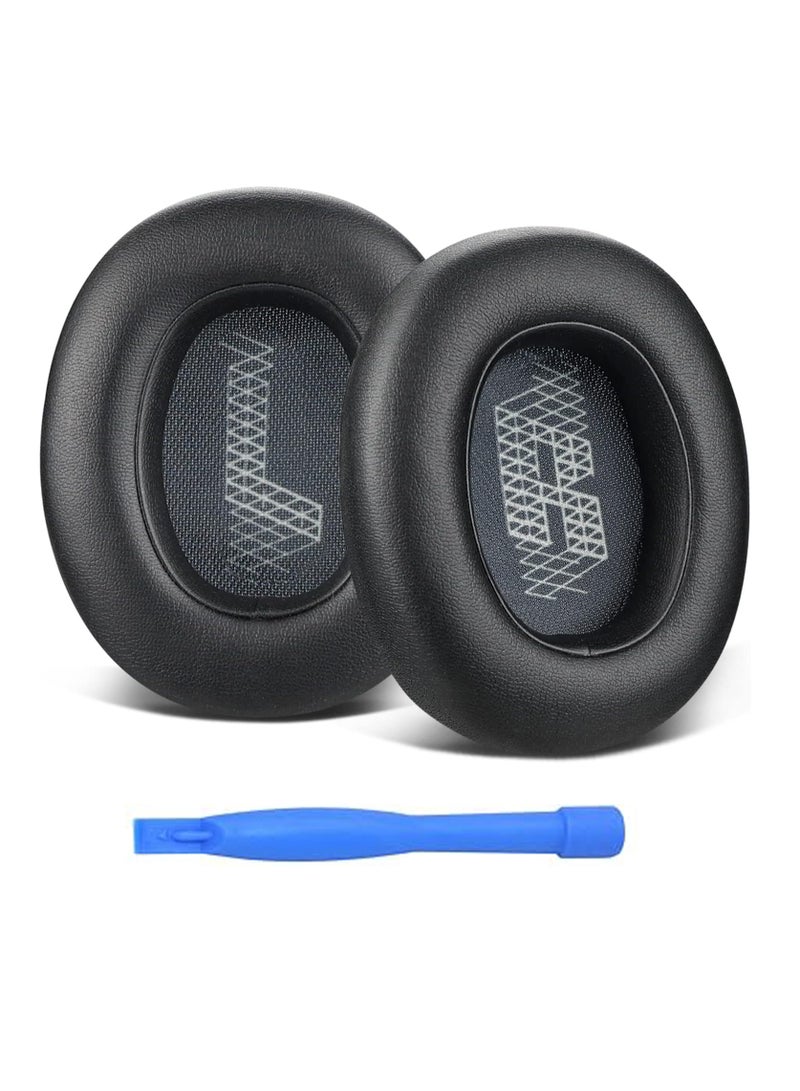 QIRG Replacement Ear Pads for JBL E65BTNC/Live 650BTNC/Live 770NC/Live 660NC/Duet NC Over-Ear Headphones, Earpads Cushions with Softer Leather, Noise Isolation Foam - Black - Image 1