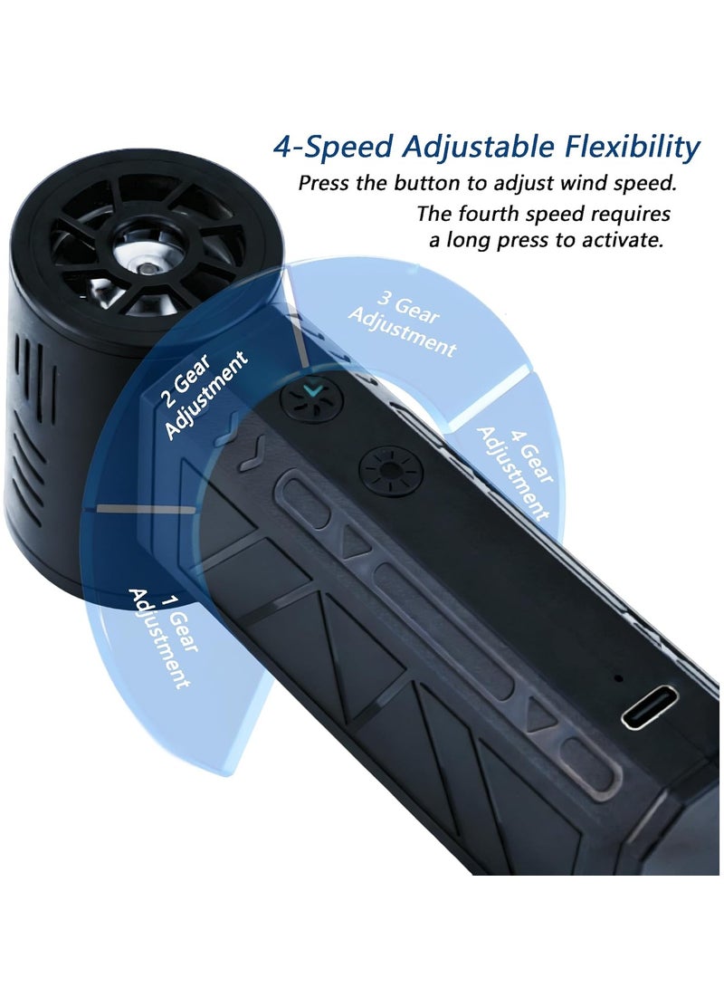 YelaJoy Cordless Handheld Powerful Blower, 80000 RPM Electronic Air Blower, Cordless Leaf Blower,  4-Speed Adjustable Turbo, Air Blower Jet Fan LED Turbo Blower Turbo Violent Brushless Fan Outdoor Portable Mini Handheld Drye (Black) - Image 3