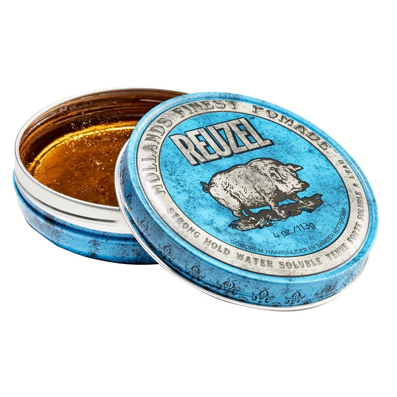 Reuzel REUZEL Blue Pomade, Strong Hold, Water Soluble, Vanilla Wood, 4 Oz - Image 1