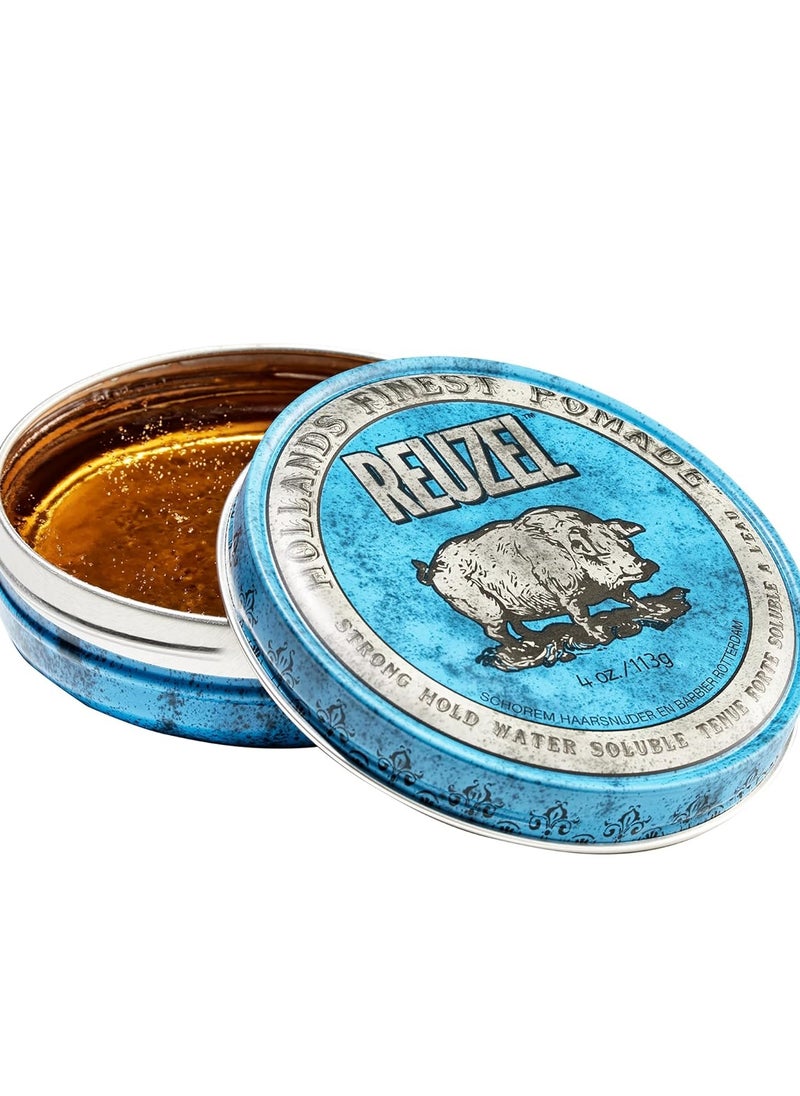 Reuzel REUZEL Blue Pomade, Strong All Day Hold, Water Soluble Styling, High Shine and Flake Free, Easy To Wash Out, For All Hairstyles  - Image 1