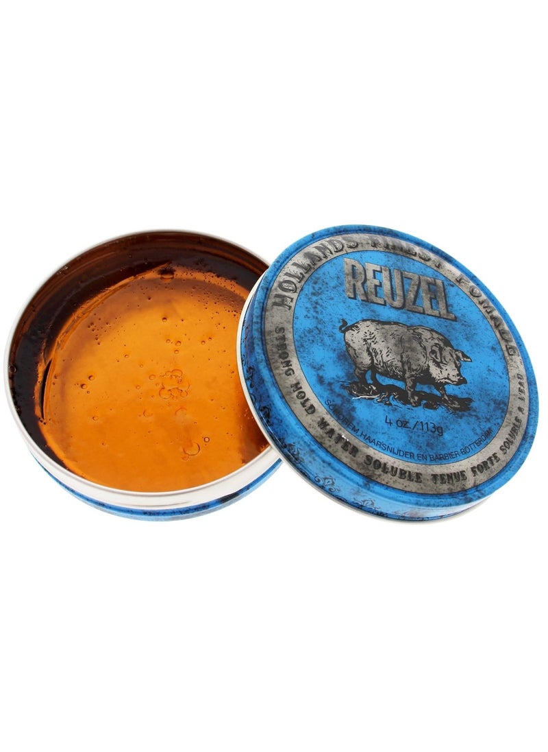 Reuzel REUZEL Blue Pomade, Strong All Day Hold, Water Soluble Styling, High Shine and Flake Free, Easy To Wash Out, For All Hairstyles  - Image 3