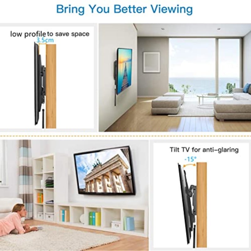 حامل تثبيت على الحائط للتلفزيون من Wisfor: حامل تلفزيون ذكي مقاس 32-75 بوصة لشاشات LED Oled رف تثبيت شاشة قابل للتعديل مع سعة وزن فائقة القوة 60 كجم لهاتف LG Hisense Tcl - Image 4