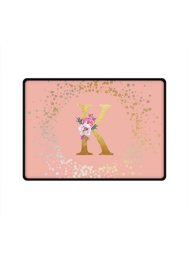Stylizedd Designer Gaming Mouse Pad Anti-Skid Mousepad Large Keyboard Mouse Pad Desk Mat Custom Monogram Initial Letter Floral Pattern Alphabet - K(Rose Pink)  - Image 1