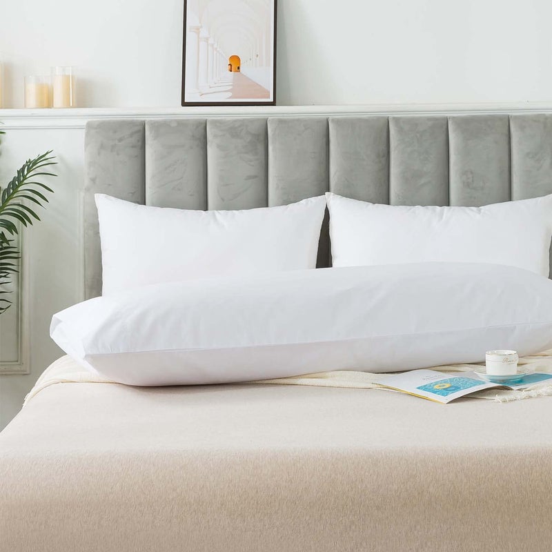 WhatsBedding Body Pillow Cover Cotton Fabric, Long Pillowcase Breathable & Skin-Friendly, Envelope Closure - White (20x54 inch) - Image 2