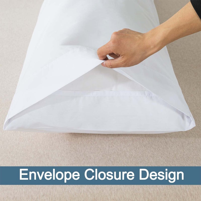 WhatsBedding Body Pillow Cover Cotton Fabric, Long Pillowcase Breathable & Skin-Friendly, Envelope Closure - White (20x54 inch) - Image 3