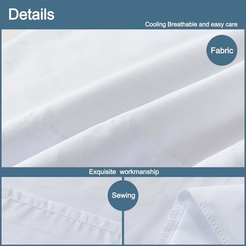 WhatsBedding Body Pillow Cover Cotton Fabric, Long Pillowcase Breathable & Skin-Friendly, Envelope Closure - White (20x54 inch) - Image 4