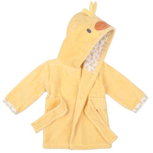 Baby Essentials Hooded Baby Animal Bathrobe with Tie Closure for Newborns and Infants 0-9 Months (US, Age, 0 Months, 9 Months, Delightful Duck) - Image 3