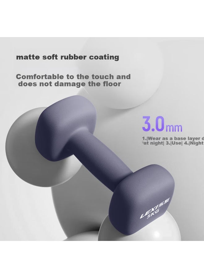 Lexi Coated Dumbbells Men's Fitness Home Equipment Strength Training Arm Muscle Shaping Rock Gray 5kg*2pcs - Image 4