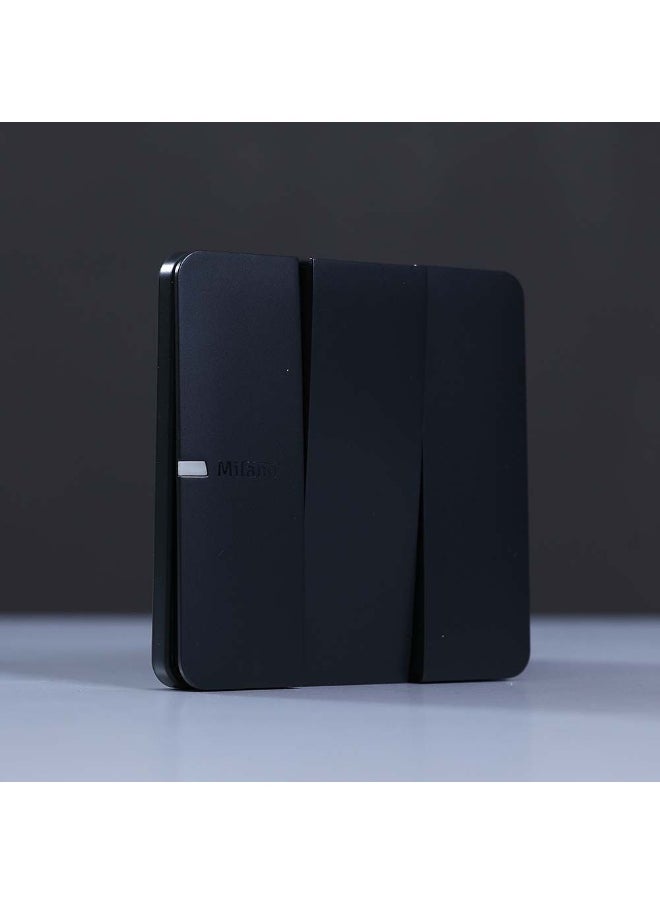 DANUBE HOME Milano 10A 3 Gang 2-Way Switch For Electric Circuit - Piano Black Finish Durable Polypropylene Electrical Switch Indoor Lighting Fixture Home Electronic Accessories - 8X8X4Cm  - Image 5