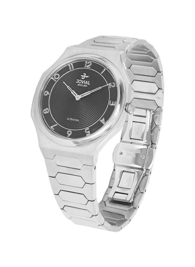 Jovial JOVIAL 1544LSMQ03E Women's Stainless Steel Band Watch, Ultrathin, 30mm, Black Dial  - Image 2
