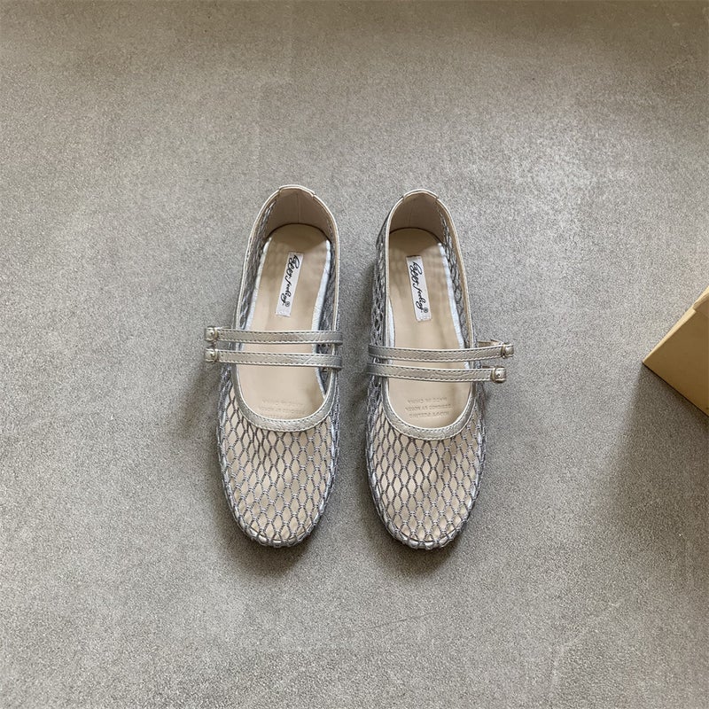 Niche Design Cut Out Breathable Mesh Mary Jane Shoes Summer New Sandals Female Fairy Style Fishnet Shoes Black s7730—3 - Image 5