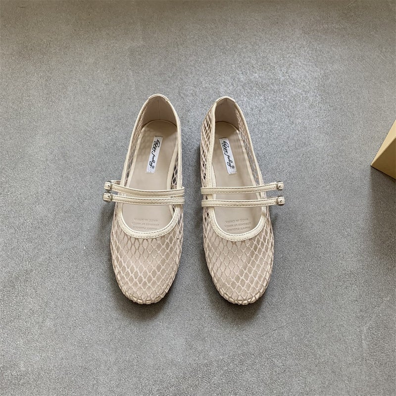 Niche Design Cut Out Breathable Mesh Mary Jane Shoes Summer New Sandals Female Fairy Style Fishnet Shoes Black s7730—3 - Image 3