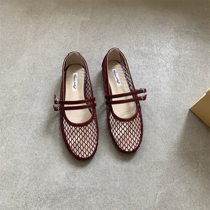 Niche Design Cut Out Breathable Mesh Mary Jane Shoes Summer New Sandals Female Fairy Style Fishnet Shoes Black s7730—3 - Image 4