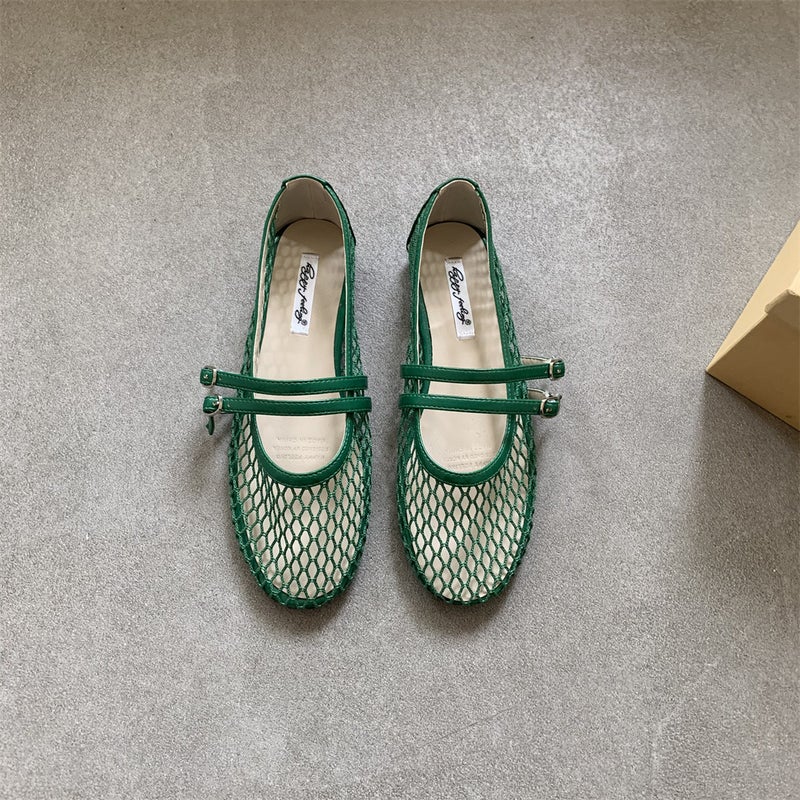 Niche Design Cut Out Breathable Mesh Mary Jane Shoes Summer New Sandals Female Fairy Style Fishnet Shoes Black s7730—3 - Image 2