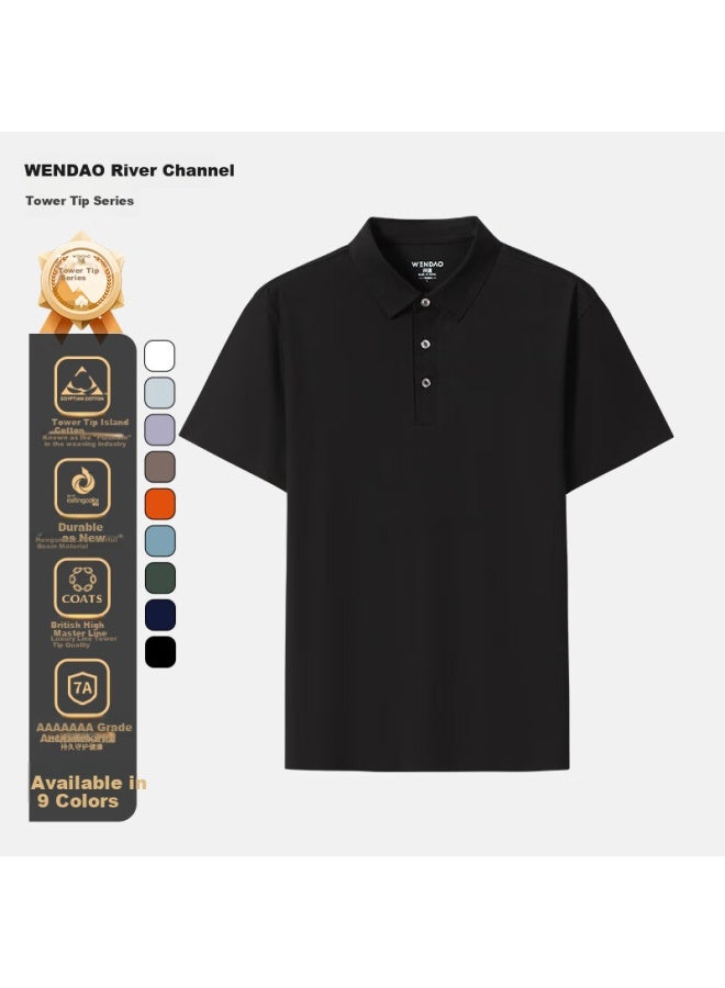 ASK Wandao 7a Antibacterial High-end Polo Shirt W8120 Black 2XL - Image 1