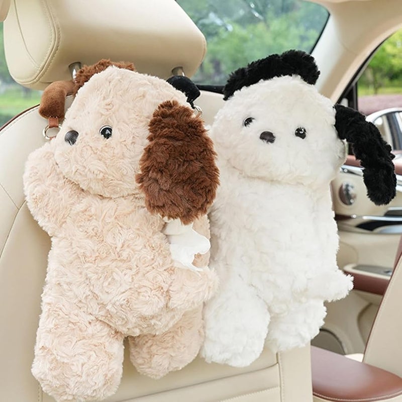Plush Dog Pattern Car Headrest Tissue Holder Dispenser Color F - Image 4