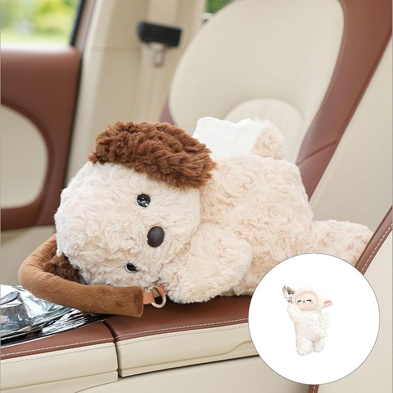 Plush Dog Pattern Car Headrest Tissue Holder Dispenser Color F - Image 3