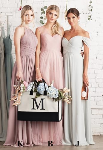 GASSDA Initial Canvas Tote Bag, Birthday Gifts For Women, Monogram Personalized Gifts For Women Mom Teachers Bridesmaids (M 3PCS) - Image 2