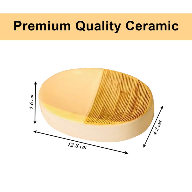 Kuber Industries Pack of 5 Soap Case | Ceramic Soap Holder | Handwash Soap Dispenser | Soap Dispenser for Wash Basin | Soap Dispenser Case | Bathroom Dispenser Case | Khaki - Image 3