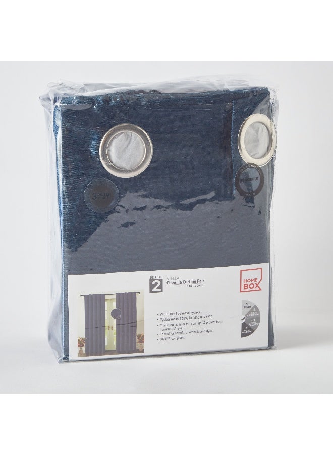 Home Box Stella 2-Piece Extra Long Chenille Curtain Set 300 x 300 x 140 cm - Image 4