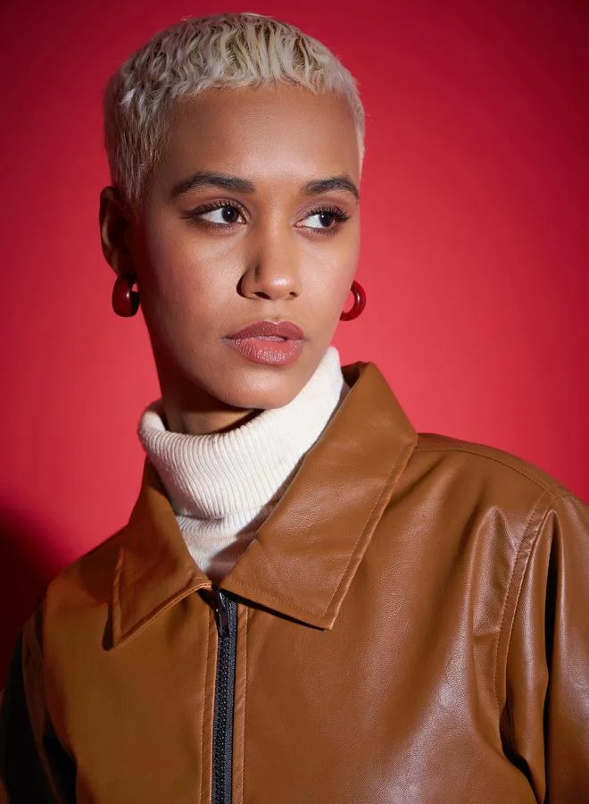 SASSAFRAS Leather Look Front Pocket Jacket by Styli