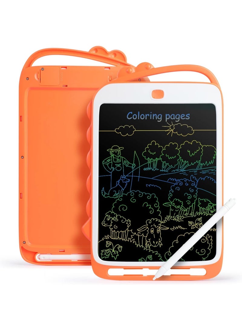 Baytion LCD Writing Tablet Kids Toys, Colorful Drawing Pad for Kids 10 Inch, Reusable Doodle Board with Erase Button, Educational Gift for Toddlers Kids, Electronic Learning Toys (Orange) - Image 1