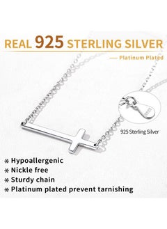 Sideways Cross Necklace For Women 925 Sterling Silver Simple Small Horizontal Cross Pendant Choker Necklace 16 Inches - pzsku/Z52EAE8ED268CBDA7753CZ/45/_/1714990087/6599bb93-2617-4e50-8d74-0054368b41f2