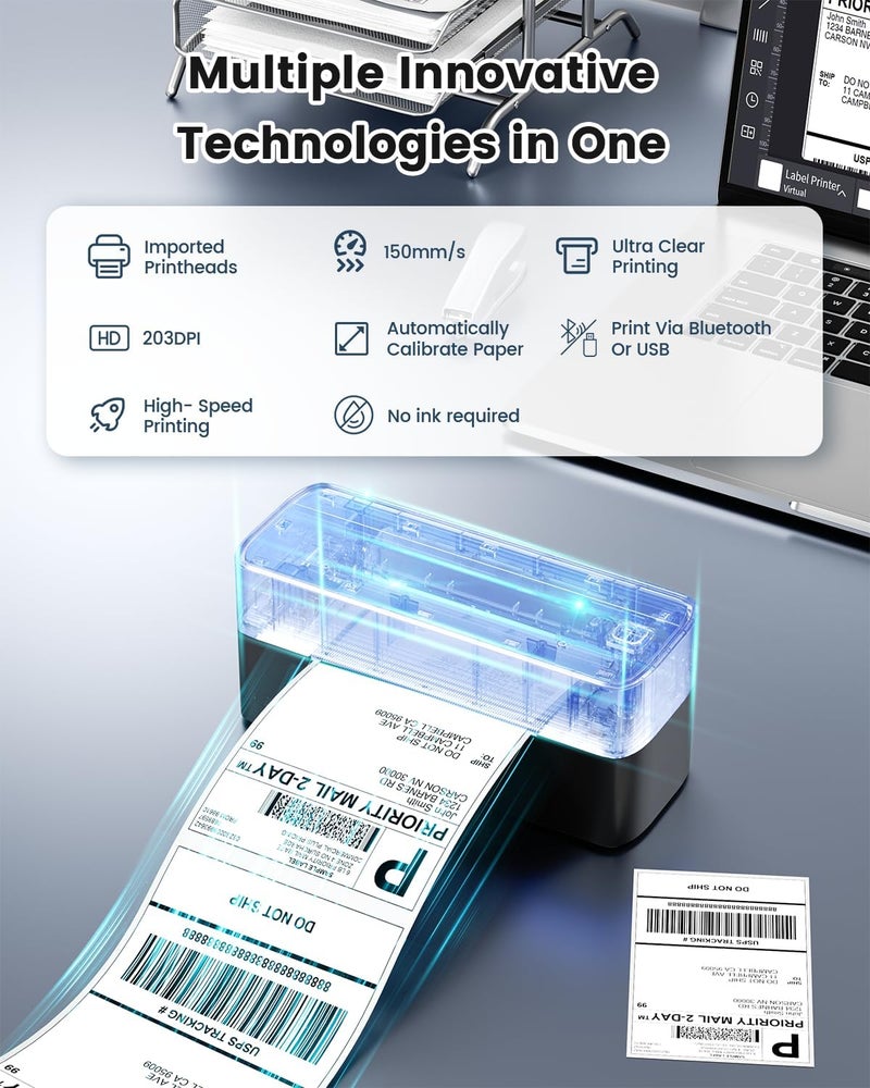 Phomemo 241BT Wireless Thermal Shipping Label Printer for Small Business - Compatible with iPhone, Android, Amazon, Shopify, UPS - Image 3