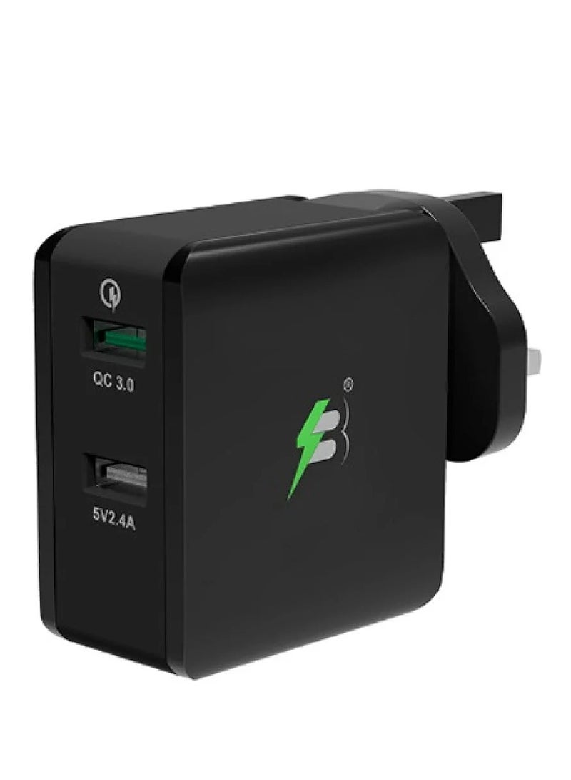 Spark Berry 2-Port Wall Charger, 30W (Black and White) - Image 1