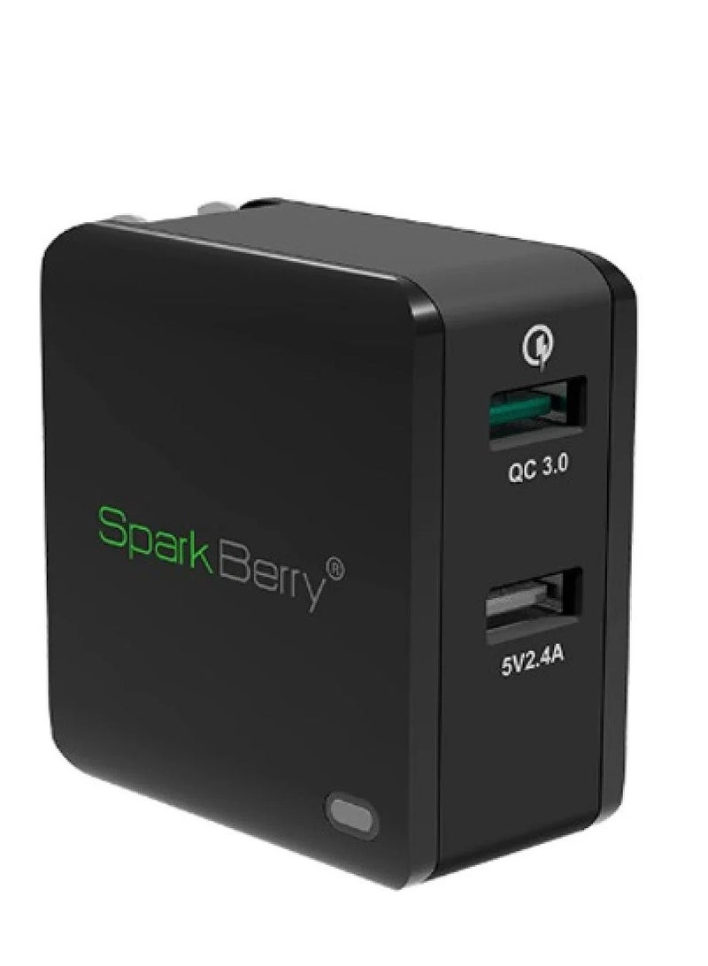 Spark Berry 2-Port Wall Charger, 30W (Black and White) - Image 2