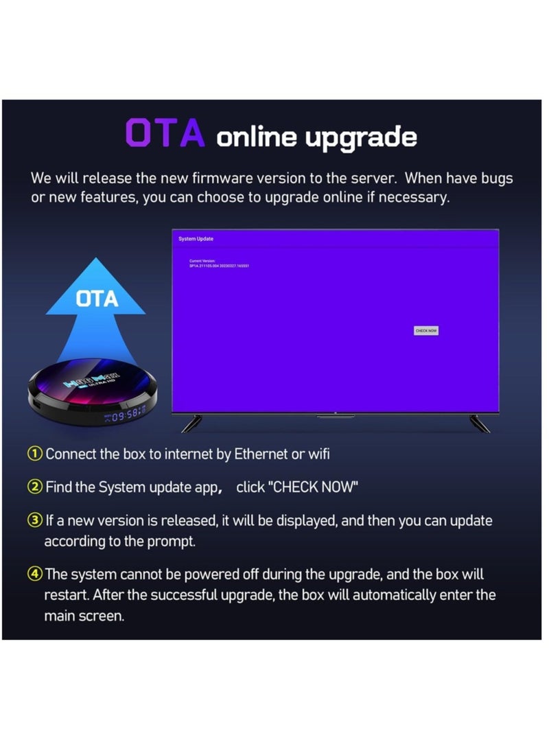 AROAQ HIMNIL Android 13.0 TV Box H96 Max-RK3528, 2GB RAM 16GB ROM H.265 Quad-Core Smart TV Box Support 3D 8K H.265 2.4G/5G WiFi Smart TV Box, With HD Cable And Remote Control - Image 5