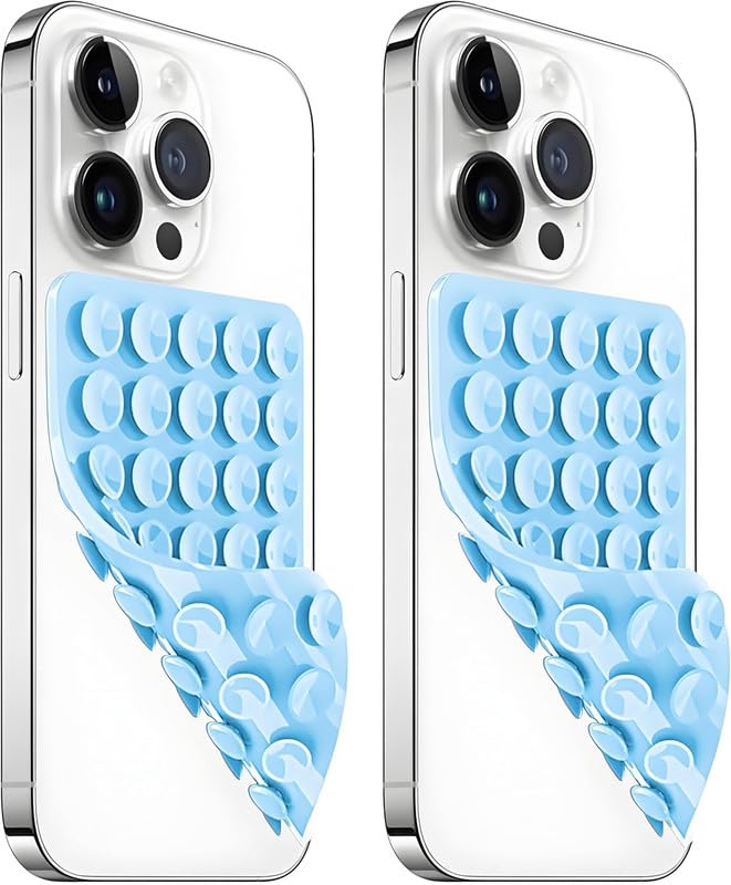 ClickCase عبوة من 2 حافظة هاتف بسماعة شفط مزدوجة من السيليكون، قاعدة قابلة للفصل، لهواتف آيفون وأندرويد، حامل هاتف بدون استخدام اليدين لالتقاط الصور والفيديوهات (عبوة زرقاء 2) - Image 1