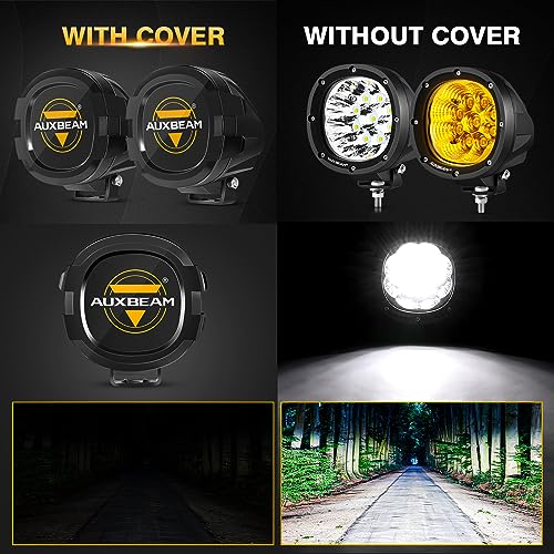 Auxbeam P4 Series Round Protective Light Covers, 4 Inch Black Offroad LED Pods Lens Cap, Dust Impact Shield & Street Compliant, Snap-On Design, 2 Packs - Image 3