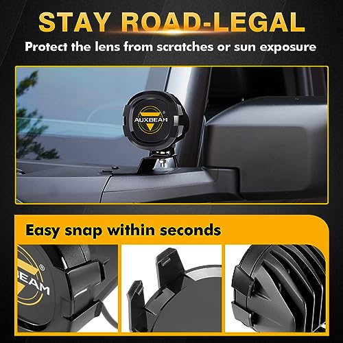 Auxbeam P4 Series Round Protective Light Covers, 4 Inch Black Offroad LED Pods Lens Cap, Dust Impact Shield & Street Compliant, Snap-On Design, 2 Packs - Image 4