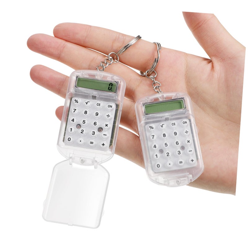 3Pcs Mini Calculator Keychain Clip Portable Student Organizer Pink Blue Green - Image 3